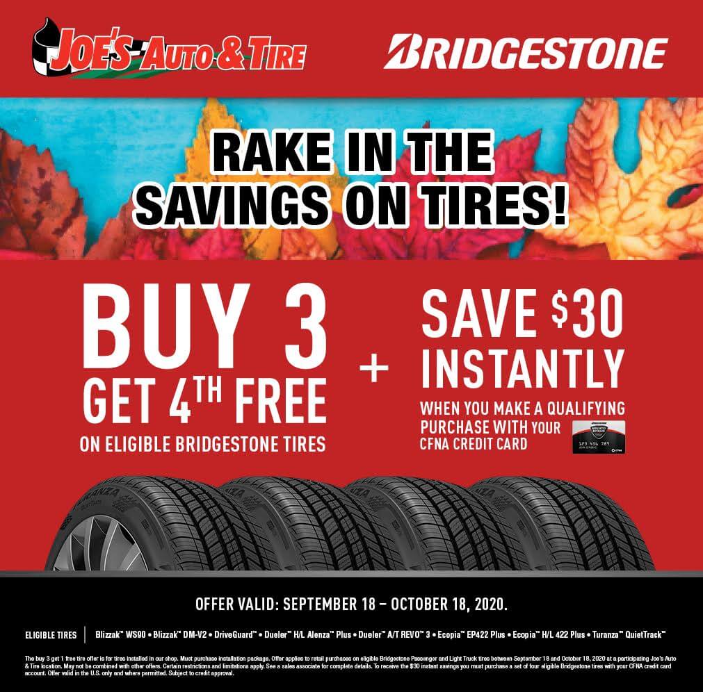 Bridgestone Offer September - October 2020 | Joe's Auto & Tire-Minnesota 